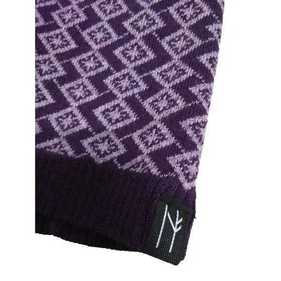 Neve Women's Small Wool Cardigan Open Front Snowflake Ski Sweater Purple Violet - Picture 4 of 11